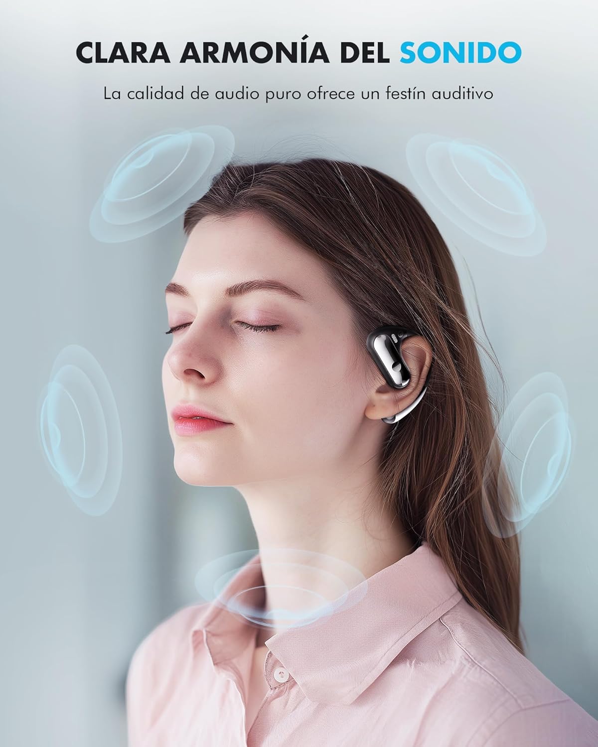 Auriculares Inalámbricos Bluetooth 5.4 Open Ear, 80H Cascos Deportivos 2026 con Pantalla LED, Gancho Flexible No Intraural, IPX7 Impermeable, Cancelación de Ruido ENC (Negro) - 4