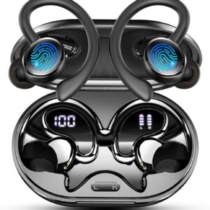 Auriculares Inalambricos Deportivos, 2026 Nueva Auriculares Bluetooth 5.4 HiFi Estéreo con 4 HD Mic, 50H Cascos Inalambricos Bluetooth con Cancelacion Ruido ENC, Pantalla LED, IP7 Impermeable Cascos