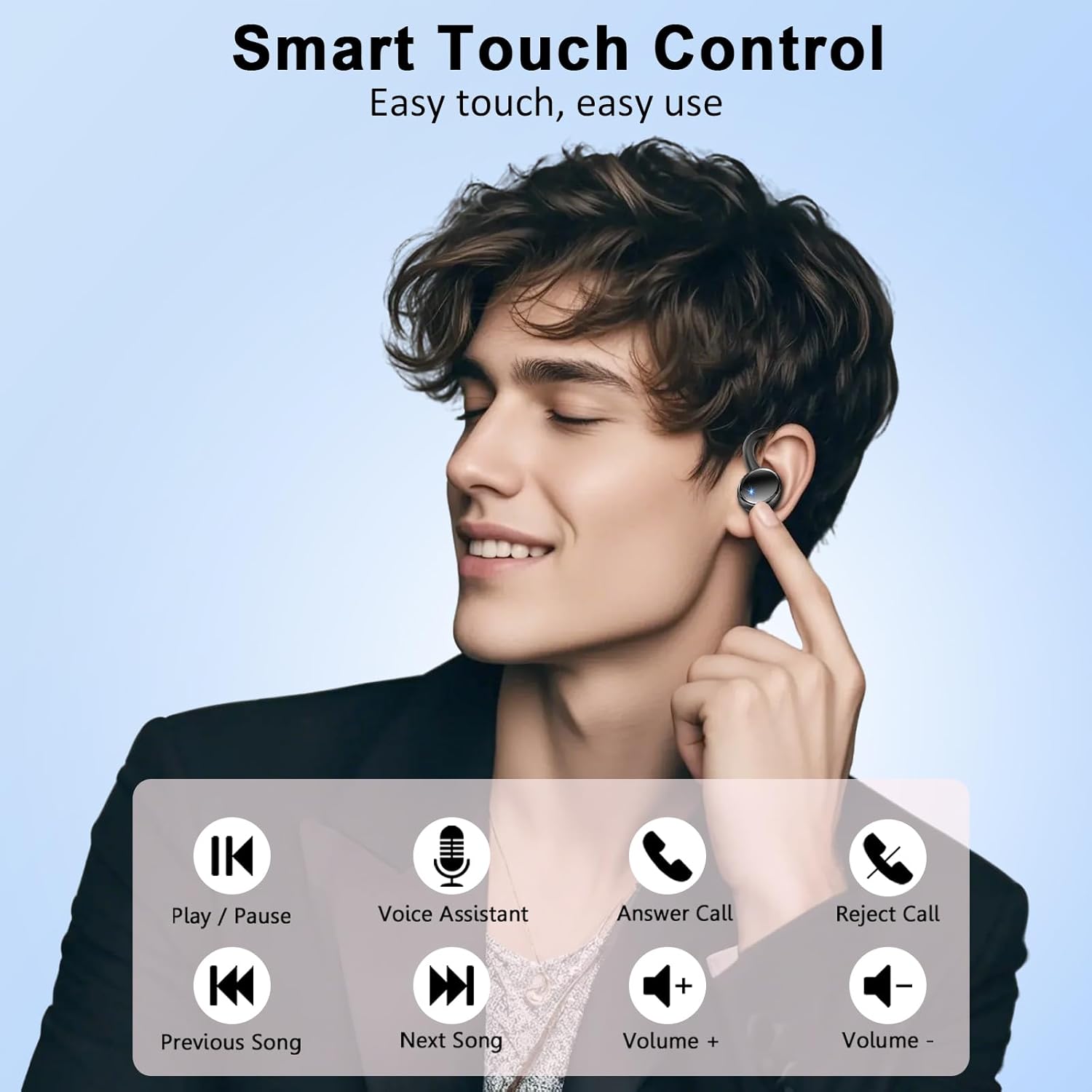 Auriculares Inalambricos Deportivos, 2026 Nueva Auriculares Bluetooth 5.4 HiFi Estéreo con 4 HD Mic, 50H Cascos Inalambricos Bluetooth con Cancelacion Ruido ENC, Pantalla LED, IP7 Impermeable Cascos - 6