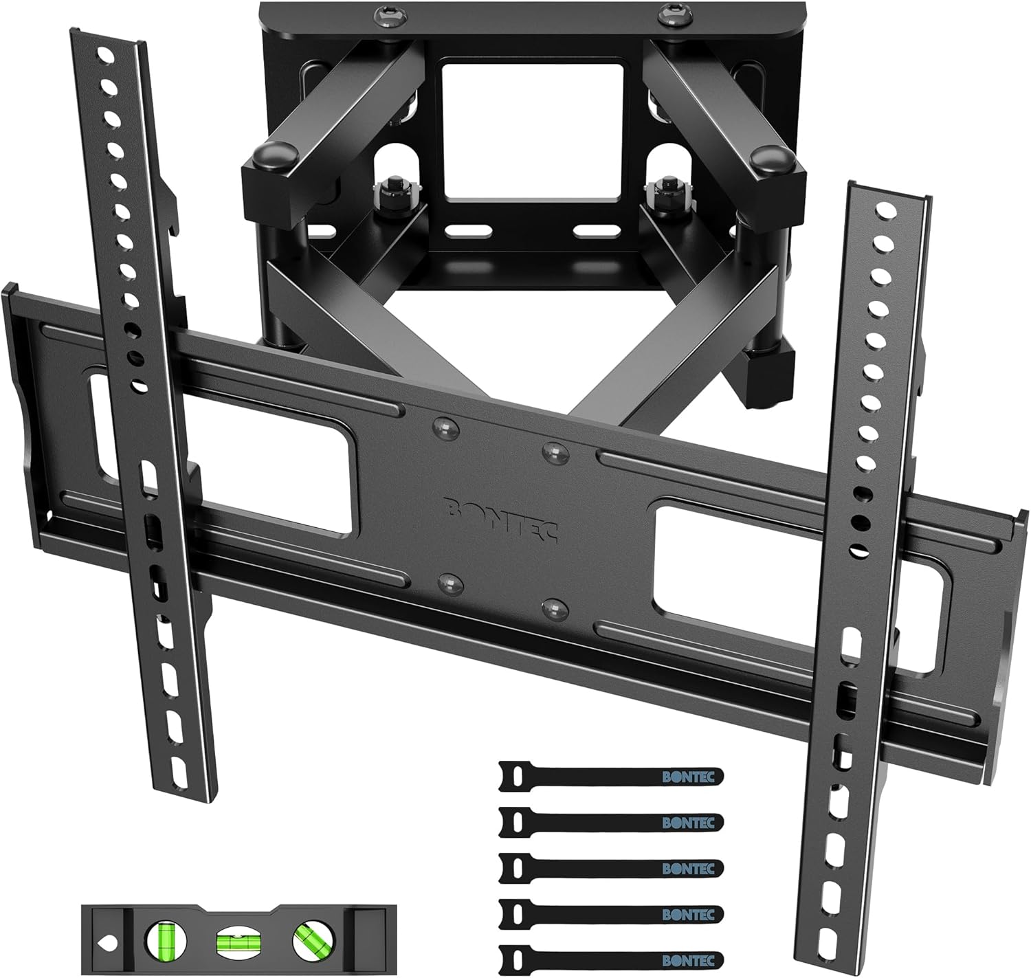 BONTEC Soporte TV Pared para Pantallas Planos y Curvos de 23-70 Pulgadas, Soporte Pared TV Inclinable y Giratorio con Doble Brazo de Movimiento Completo, Resistentes hasta 45 kg, Máx. VESA 400x400mm - 1