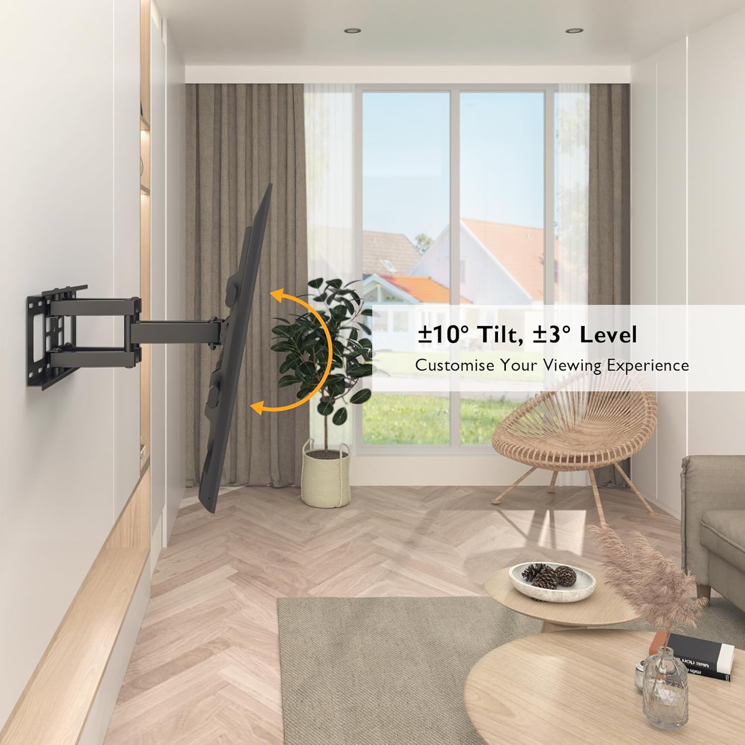 BONTEC Soporte TV Pared para Pantallas de 32-85 Pulgadas Plana & Curva LED LCD, Soporte Pared TV de Articulado Inclinable y Giratorio, Resistentes hasta 60 kg, VESA Máx 600x400 mm - 4