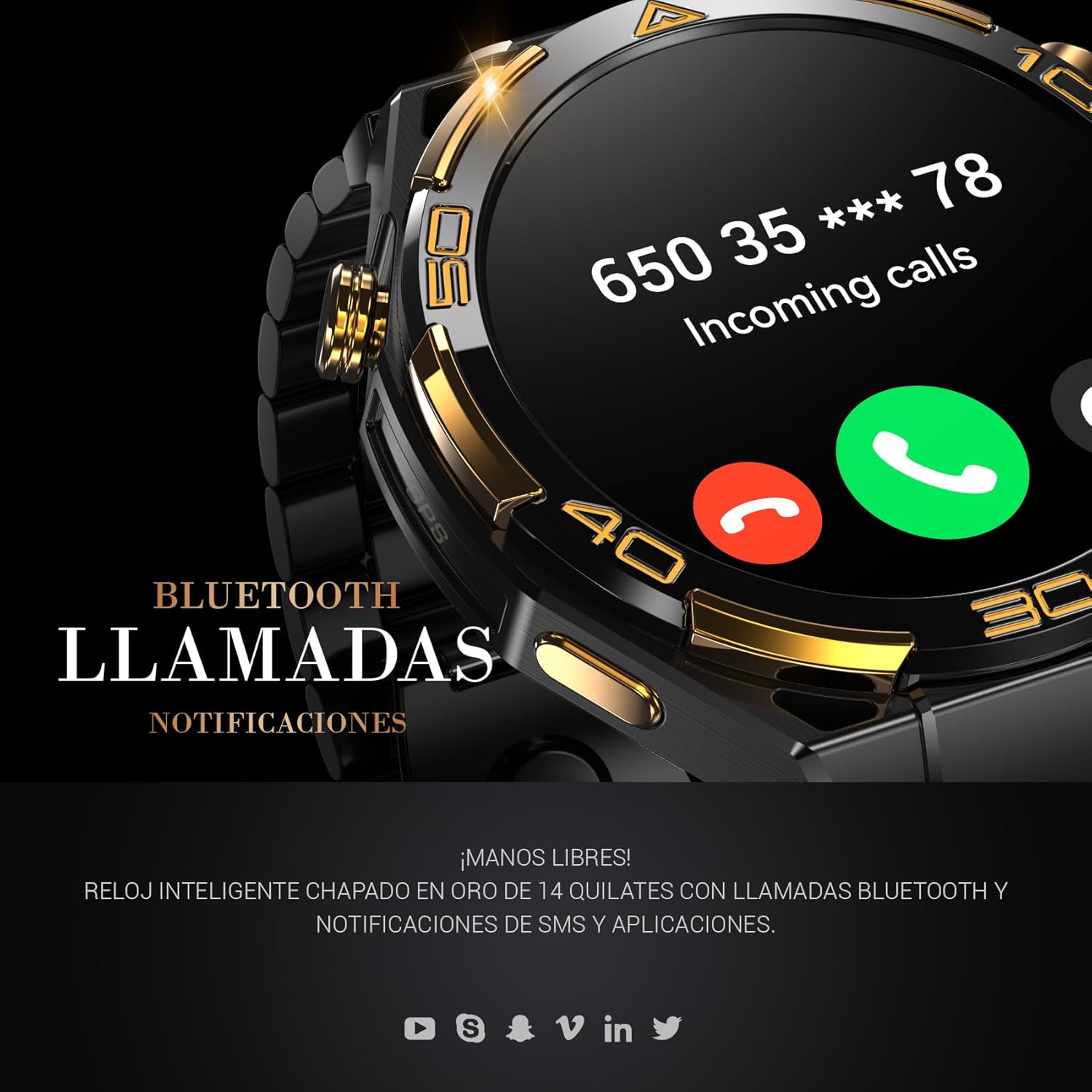 Blackview Smartwatch -GPS, AI, Linterna, Brújula, AMOLED 1.43" Reloj Inteligente Hombre -Monitor de Frecuencia Cardíaca/Presión Arterial, Llamadas Bluetooth, 100+ Modos Deportivos, Android/iOS, Negro - 3