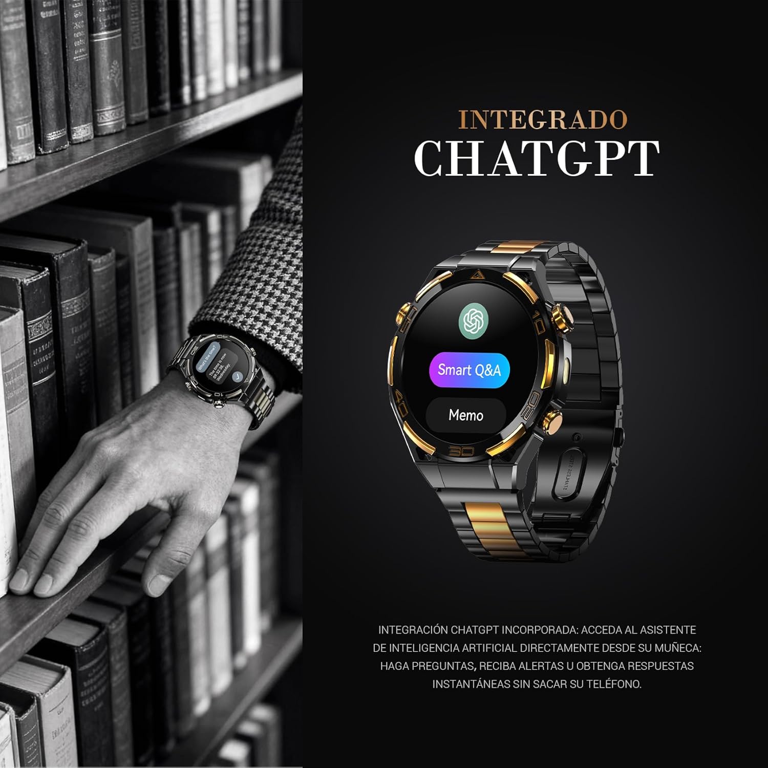 Blackview Smartwatch -GPS, AI, Linterna, Brújula, AMOLED 1.43" Reloj Inteligente Hombre -Monitor de Frecuencia Cardíaca/Presión Arterial, Llamadas Bluetooth, 100+ Modos Deportivos, Android/iOS, Negro - 4