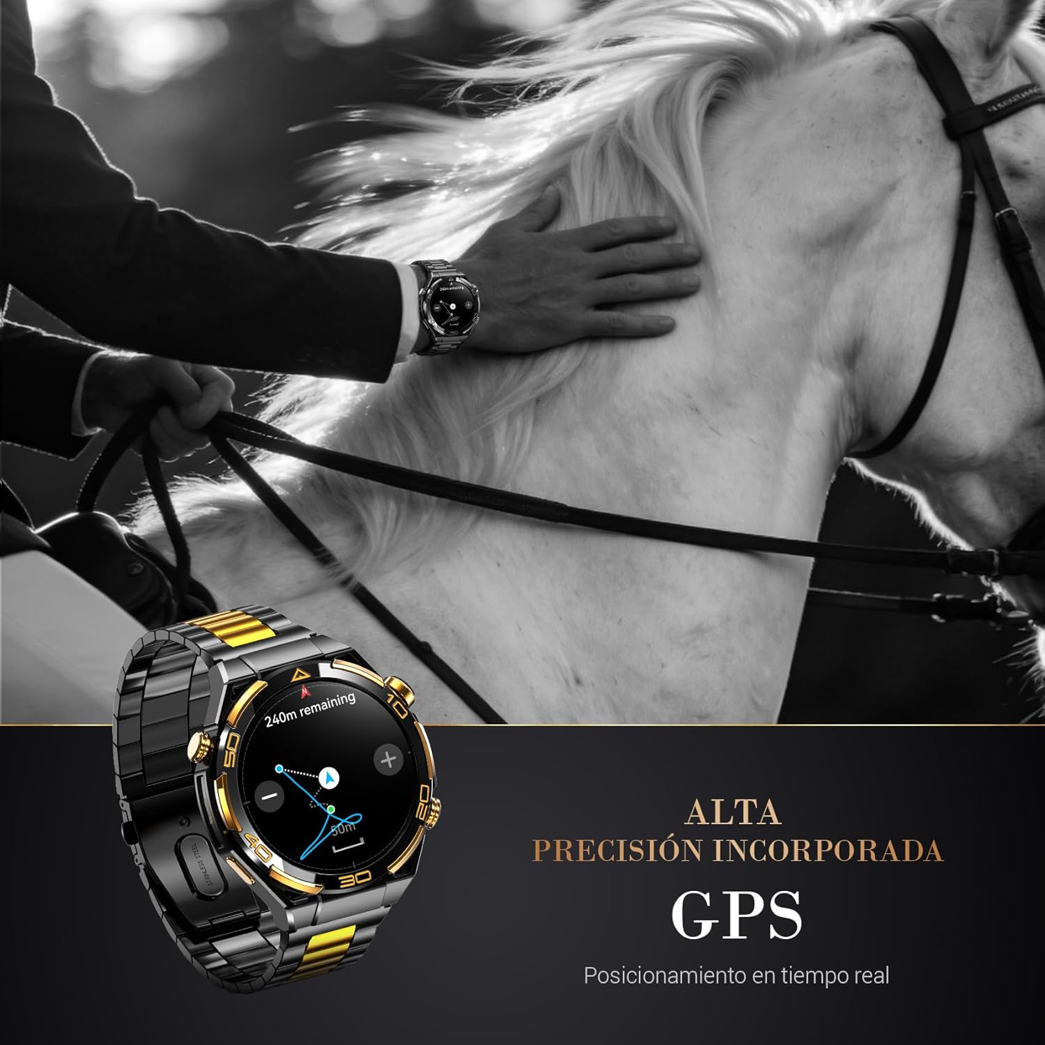 Blackview Smartwatch -GPS, AI, Linterna, Brújula, AMOLED 1.43" Reloj Inteligente Hombre -Monitor de Frecuencia Cardíaca/Presión Arterial, Llamadas Bluetooth, 100+ Modos Deportivos, Android/iOS, Negro - 5