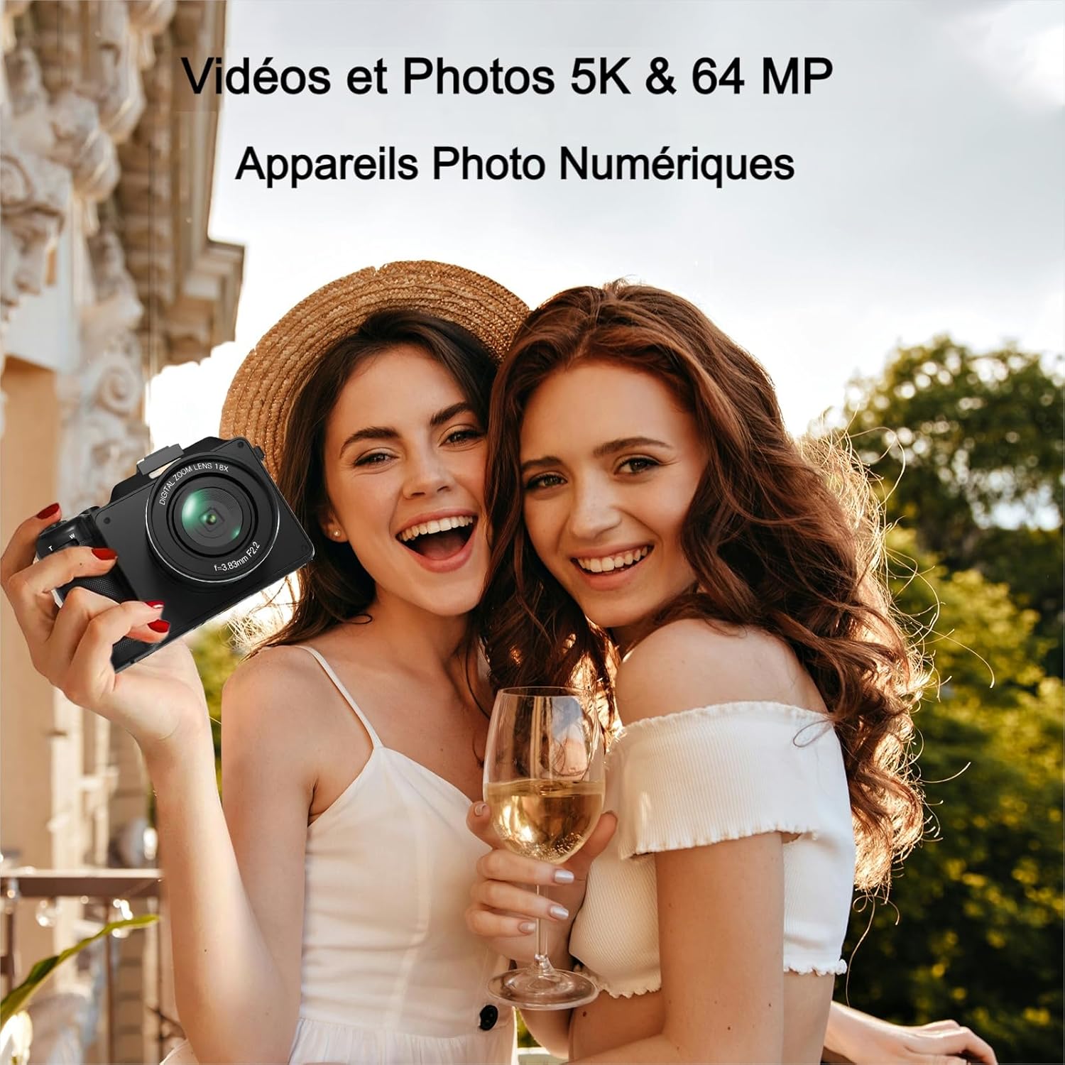 Cámara Digital, Camara de Fotos Digital 5K 64MP con Tarjeta 64GB WiFi, Autofoco, Cámara Compacta con Pantalla LCD de 3" Selfies Cámara de Vlog para Principiantes Adolescentes Adultos Youtube - 2