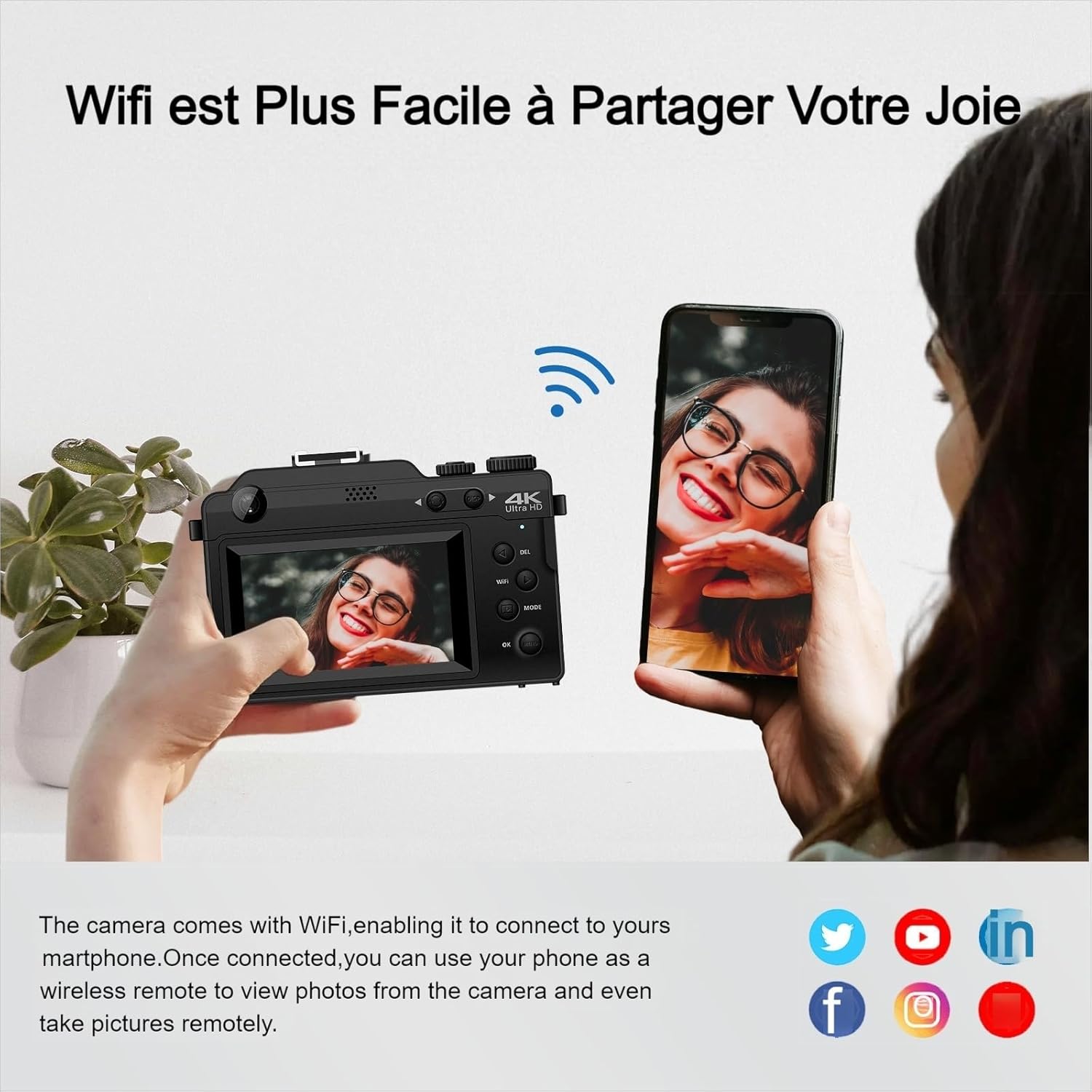 Cámara Digital, Camara de Fotos Digital 5K 64MP con Tarjeta 64GB WiFi, Autofoco, Cámara Compacta con Pantalla LCD de 3" Selfies Cámara de Vlog para Principiantes Adolescentes Adultos Youtube - 5