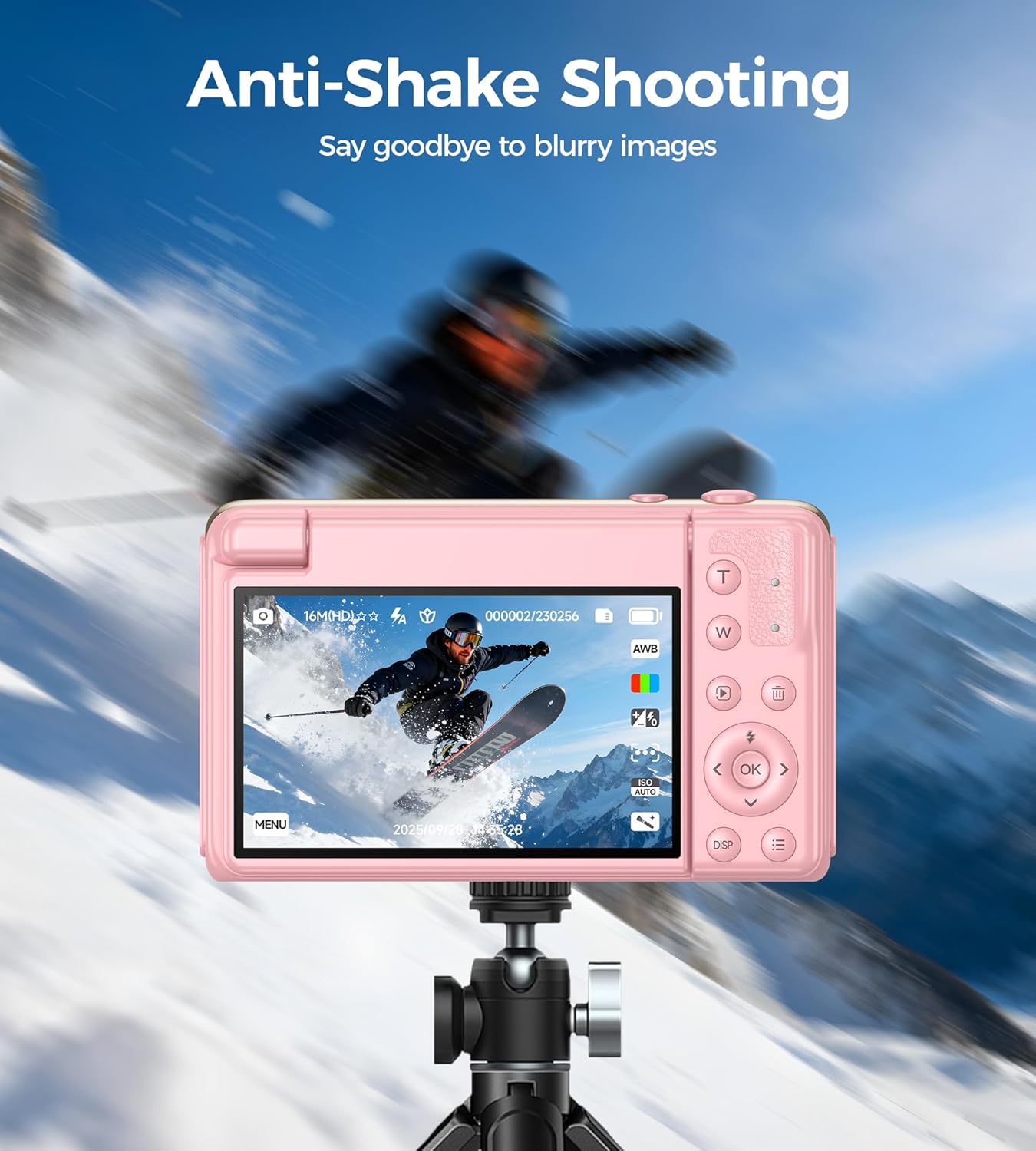 Camara de Fotos Digital 4K Compacta: 64MP Cámara Digital con Pantalla Abatible Flip180° De 3" Vlogging Camaras Fotográfica con 16X Zoom 32GB Tarjeta para Niños Principiantes Adultos Estudiantes Rosa - 6