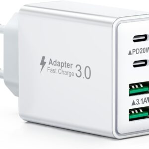 Cargador USB C 40W, Cargador iPhone Carga Rapida Múltiple USBC Enchufe PD+QC Rápido Pared Adaptador Tipo C Movil Cargadors para iPhone 17 16 15 14 13 12 11 Pro MAX Plus,iPad,Samsung USB Charger