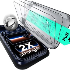 ESR Pack 3 Protectores Pantalla para iPhone 17 Pro Max, Grado Militar, No Astilla, Dureza 9H, Cristal Templado, Cobertura total, Bandeja UltraFit