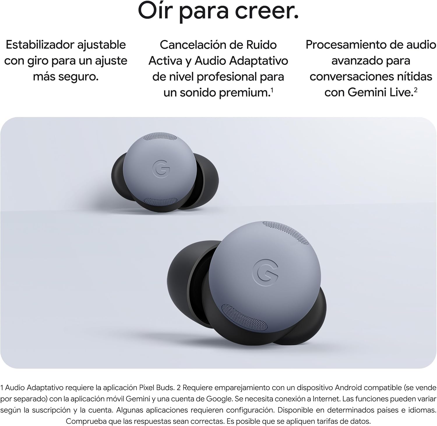 Google Pixel Buds Pro 2 - Auriculares de botón inalámbricos con Cancelación de Ruido Activa – Auriculares Bluetooth - Obsidiana - 2