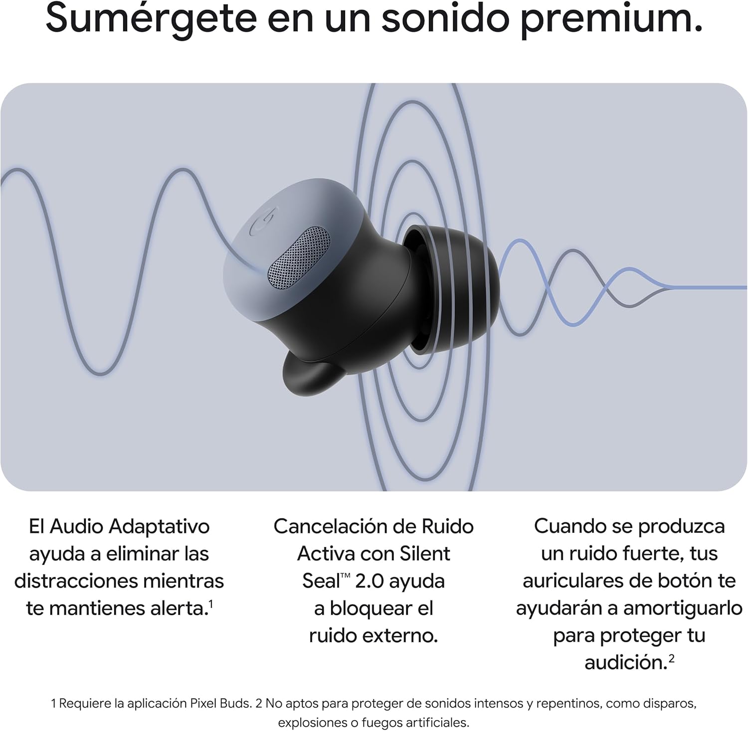 Google Pixel Buds Pro 2 - Auriculares de botón inalámbricos con Cancelación de Ruido Activa – Auriculares Bluetooth - Obsidiana - 3