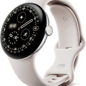 Google Pixel Watch 4 (41 mm) - Smartwatch Android con Seguimiento de la el Estado físico, y la Ayuda de Gemini - Caja de Aluminio en Color Plata Pulida - Correa Deportiva en Porcelana - LTE