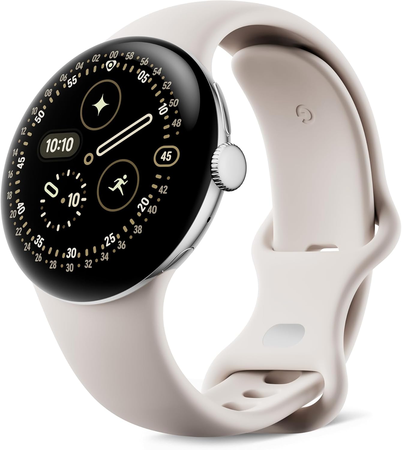 Google Pixel Watch 4 (41 mm) - Smartwatch Android con Seguimiento de la el Estado físico, y la Ayuda de Gemini - Caja de Aluminio en Color Plata Pulida - Correa Deportiva en Porcelana - LTE - 1
