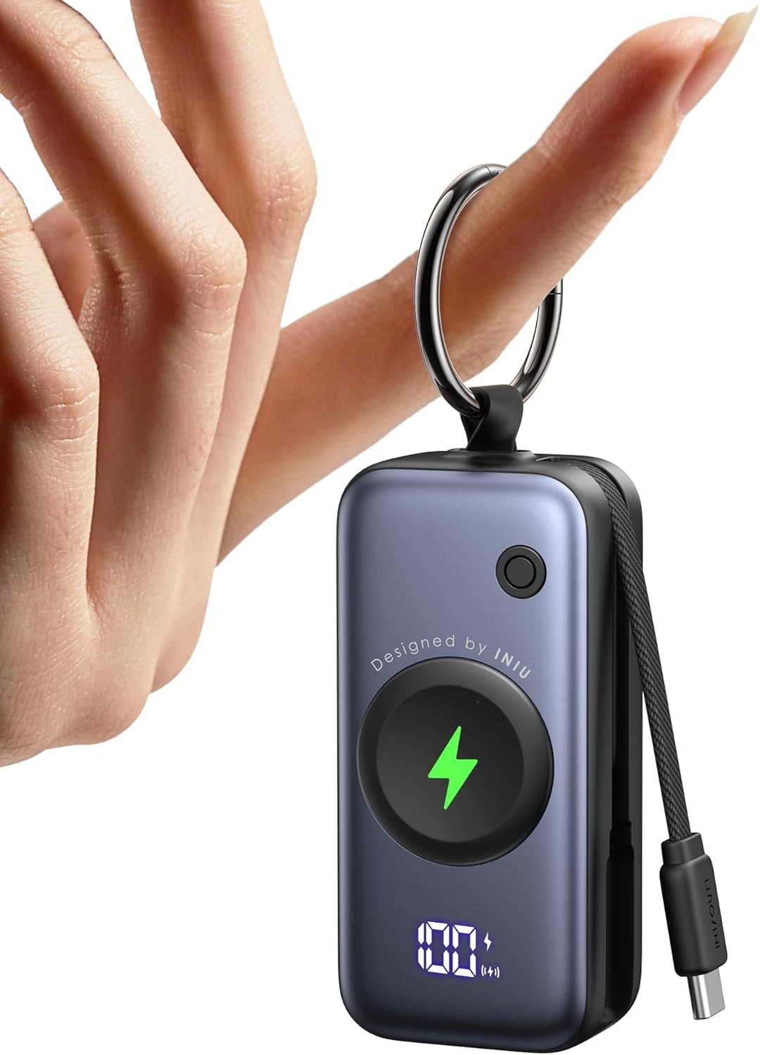 INIU Power Bank, 5000mAh 20W PD Batería Externa Carga Rapida, con Cable USB C Incorporado, Powerbank para Apple Watch, Accesorio de Viaje, Cargador Portatil para iPhone 16 15, Samsung, Pixel, Xiaomi - 1