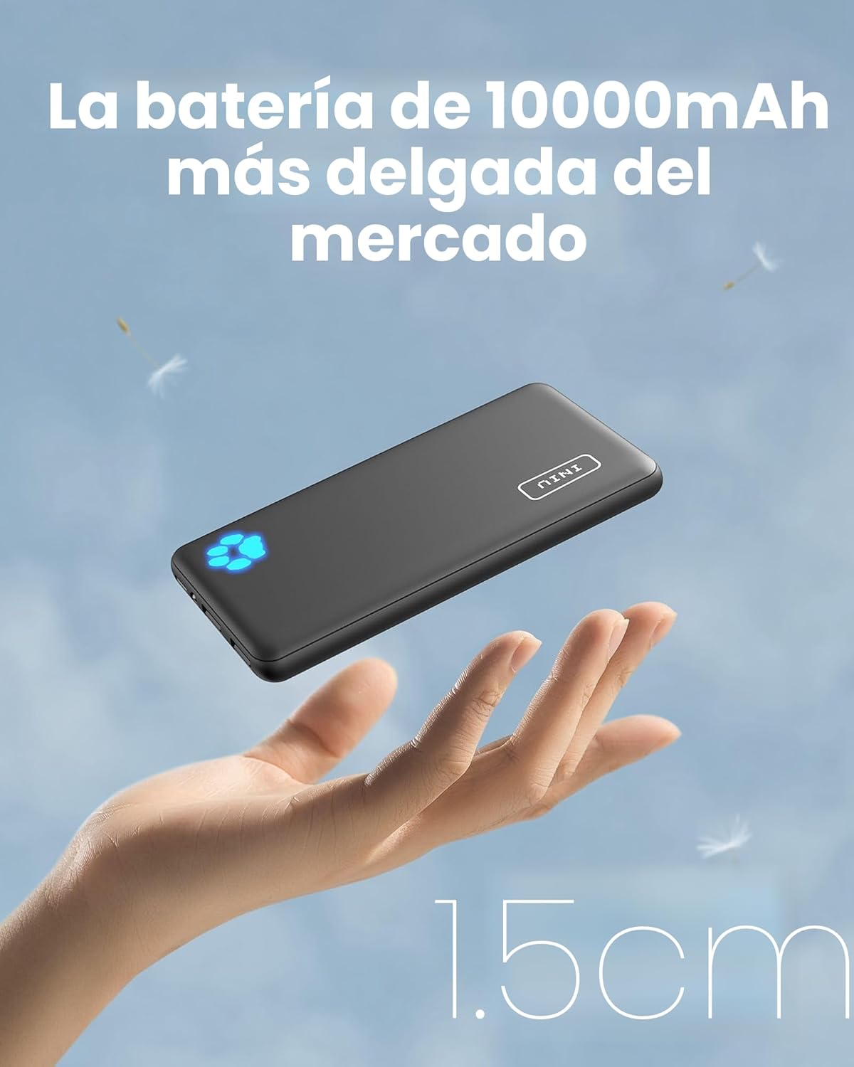 INIU Power Bank, Slimmest USB C Triple 3A de Alta Velocidad 10000mAh Bateria Externa, Bateria Portatil con Linterna para iPhone 17 16 15 14 13 X Pro MAX Samsung S22 S21 S20 iPad Tablet Airpods etc - 2