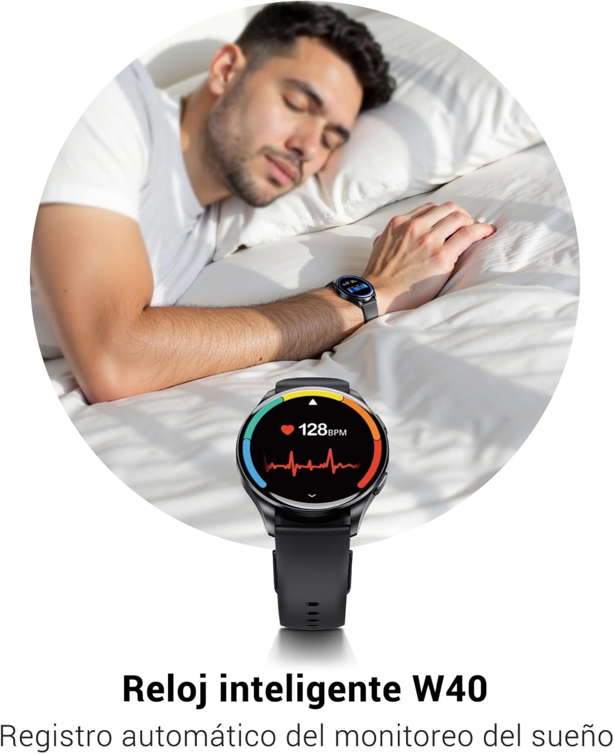 IOWODO Reloj Inteligente Hombre Mujer, 1.43" AMOLED Llamadas Smartwatch con 120 Modos Deportivos, Monitor Cardíaco 24h, SpO2, Sueño, 2 Correas, IP68, Pulsera Actividad para Android iOS - 3