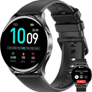 IOWODO Reloj Inteligente Hombre Mujer, 1.43" AMOLED Llamadas Smartwatch con 120 Modos Deportivos, Monitor Cardíaco 24h, SpO2, Sueño, 2 Correas, IP68, Pulsera Actividad para Android iOS