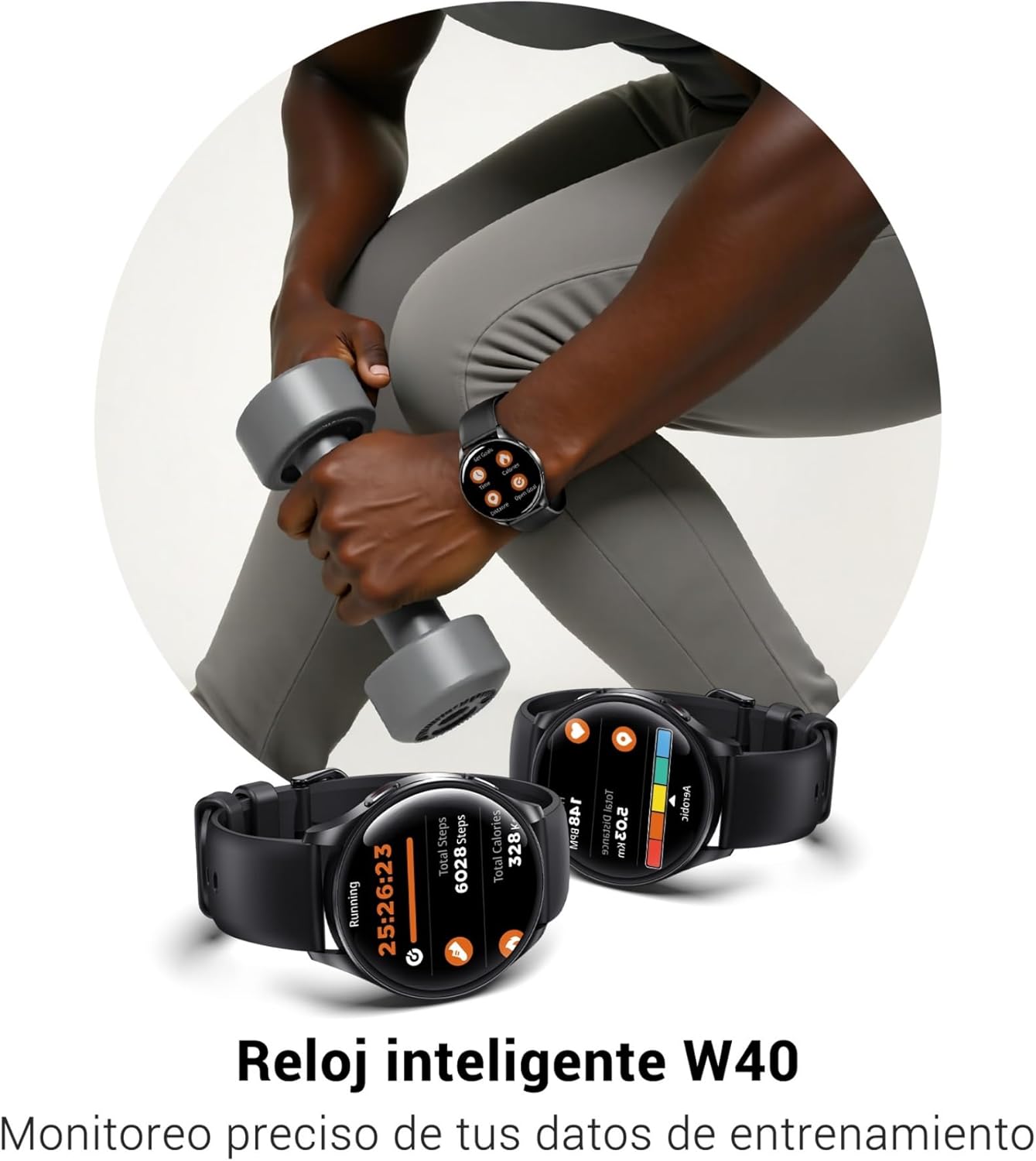 IOWODO Reloj Inteligente Hombre Mujer, 1.43" AMOLED Llamadas Smartwatch con 120 Modos Deportivos, Monitor Cardíaco 24h, SpO2, Sueño, 2 Correas, IP68, Pulsera Actividad para Android iOS - 4