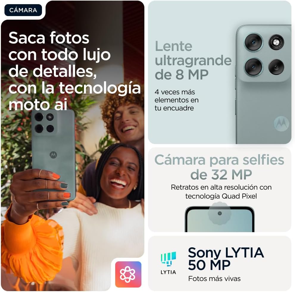 Moto g56 5G 24GB (8GB+16GB RAM Boost)/256GB Gris, Durabilidad Militar, IP68/69, Corning Gorilla® Glass 7i, Pantalla 6.72" Full HD+, Cámara 50 MP con Moto ai, Batería 5200 mAh,Carga TurboPower 30W - 4