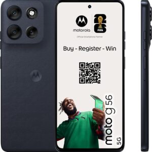 Moto g56 5G 24GB (8GB+16GB RAM Boost)/256GB Negro, Durabilidad Militar, IP68/69, Corning® Gorilla® Glass 7i, Pantalla 6.72" Full HD+, Cámara 50 MP con Moto ai,Batería 5200 mAh,Carga TurboPower™ 30W