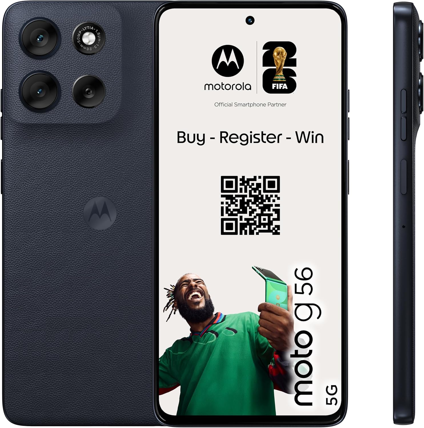 Moto g56 5G 24GB (8GB+16GB RAM Boost)/256GB Negro, Durabilidad Militar, IP68/69, Corning® Gorilla® Glass 7i, Pantalla 6.72" Full HD+, Cámara 50 MP con Moto ai,Batería 5200 mAh,Carga TurboPower™ 30W - 1