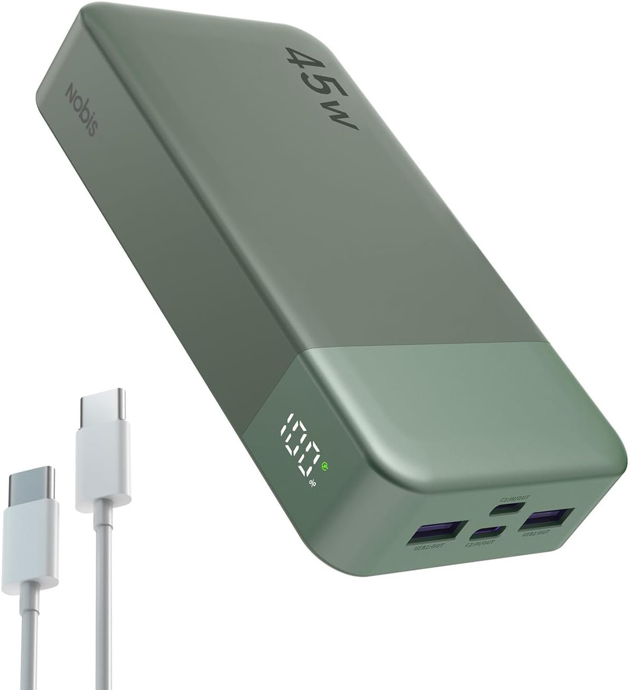NOBIS Powerbank 20000mah,PD3.0 45W Batería Portátil Carga Rápida,QC4.0 Bateria Externa con Pantalla LED para MacBook, Phone 15 14 13 Pro S23 S22 - 1