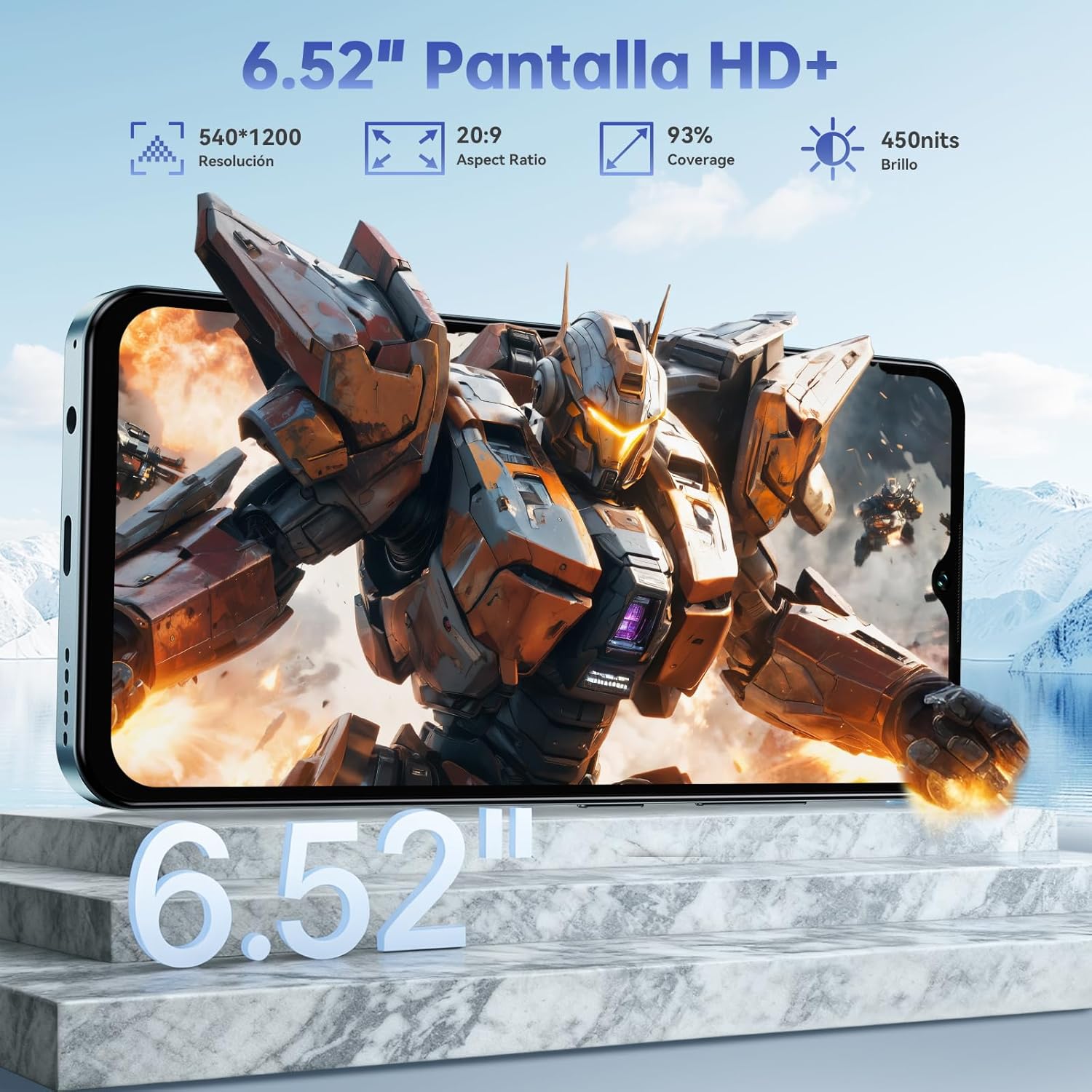 OUKITEL C5 Telefono Movil 2025, 16GB RAM+256GB ROM/TF 1TB, 6.52" HD Pantalla Telefonos Moviles Libres, Batería 5000mAh Android 14 Smartphone, Cámara 13MP+5MP, 4G Dual SIM/Face ID/OTG/3.5mm Jack, Azul - 2