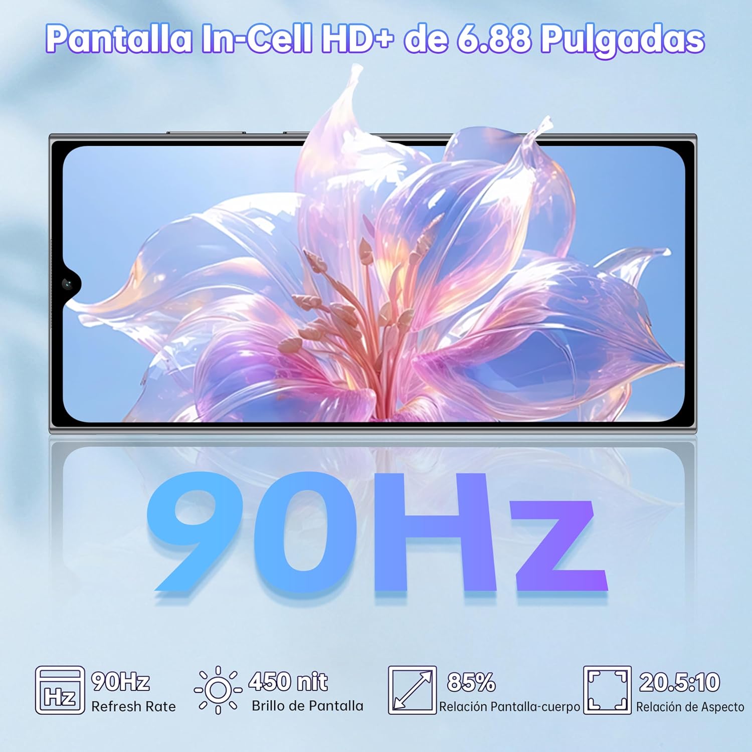 OUKITEL C61 Pro Teléfonos Inteligentes - 24GB+256GB/1TB Telefonos Moviles Libres Android 15, 6.88" Pantalla HD+ 90Hz Smartphone, Batería 5150mAh, Cámara 13MP Movil, Face ID/Fingerprint/NFC/GPS, Morado - 4