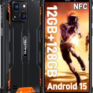 OUKITEL WP32 Movil Irrompible Android 15-12GB+128GB (1TB Ampliable) Móvil Rugerizado, 6.0'' HD+ Pulgadas, Batería 6300mAh Smartphone Resistente, 20MP+5MP, Face ID, Dual 4G SIM/NFC/OTG, Naranja
