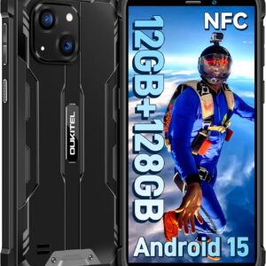 OUKITEL WP32 Movil Resistente Android 15-12GB RAM+128GB ROM(TF 1TB) Móvil Irrompible, Batería 6300mAh, 6.0'' HD+Teléfono Movil, Cámara 20MP+5MP, 90dB Altavoz, Dual 4G SIM/NFC/OTG/GPS, Negro