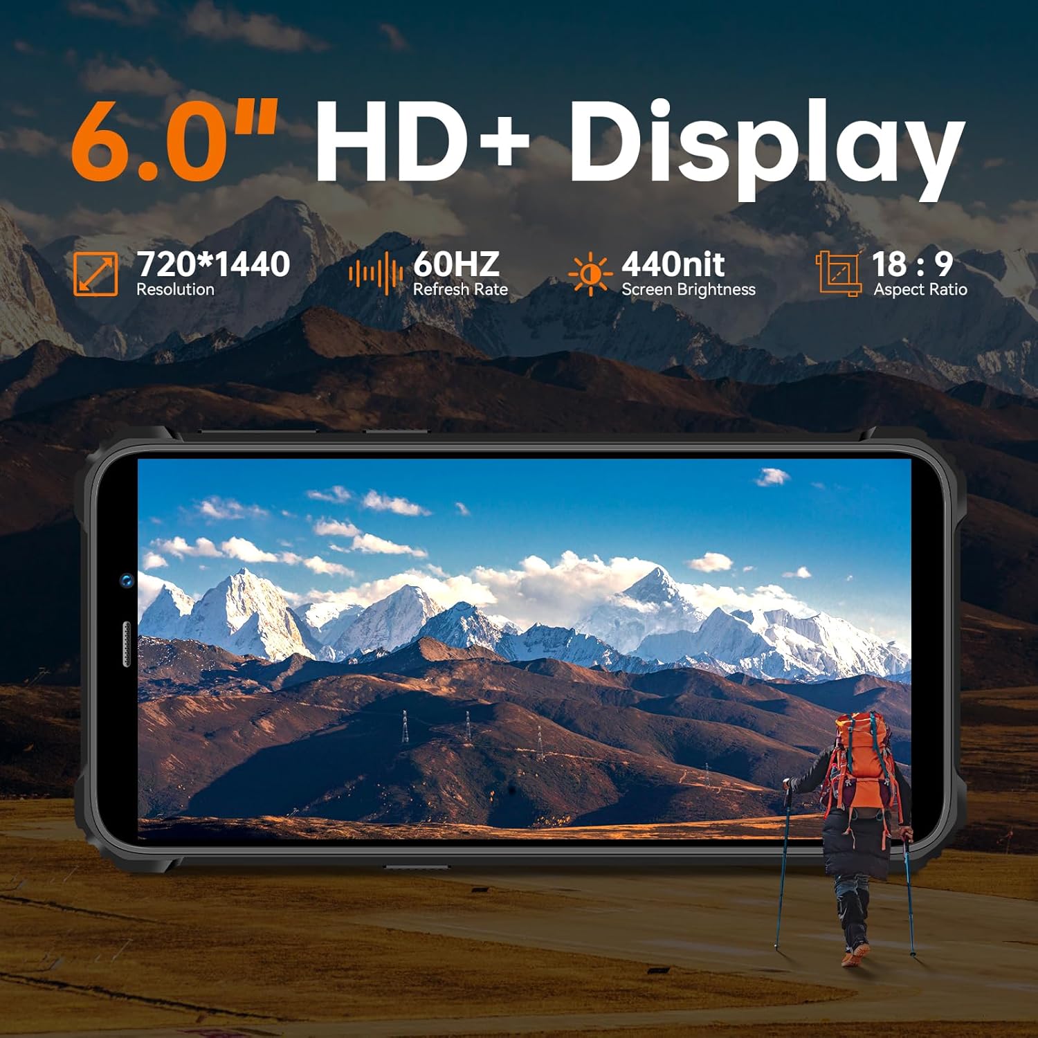 OUKITEL WP32 Móvil Rugerizado Android 15-6.0'' HD+ Pulgadas Movil Irrompible, Batería 6300mAh, 12GB+128GB(TF 1TB) Octa-Core Movil Todoterreno, 20MP+5MP, 3.5 mm, BT5.0, 90dB Altavoz, NFC, Verde - 5