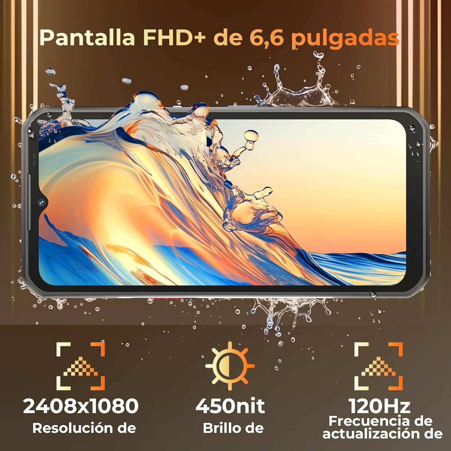 OUKITEL WP55 S Movil Irrompible MTK G100 Android 15 Gemini AI Móvil Indestructible 24GB RAM+256GB ROM/2TB TF Rugged Smartphone 11000mAh 6.6 FHD 120Hz 64MP/Dual SIM/NFC/Lector de Huellas/GPS/5G WiFi - 3