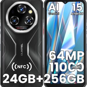 OUKITEL WP55 S Movil Irrompible MTK G100 Android 15 Gemini AI Móvil Indestructible 24GB RAM+256GB ROM/2TB TF Rugged Smartphone 11000mAh 6.6 FHD 120Hz 64MP/Dual SIM/NFC/Lector de Huellas/GPS/5G WiFi
