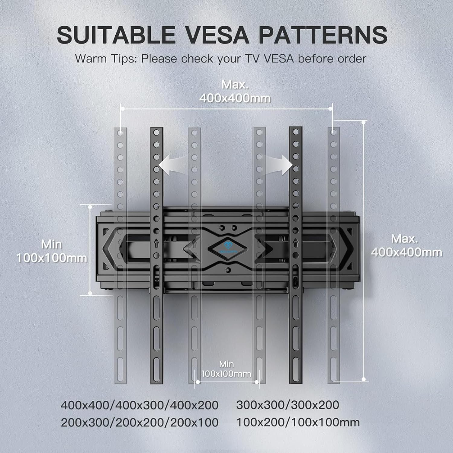 PERLESMITH Soporte TV Pared Articulado Inclinable Y Giratorio – Soporte TV para 26-70 Pulgadas Pantallas – MAX VESA 400x400mm, para Soportar 45kg - 2