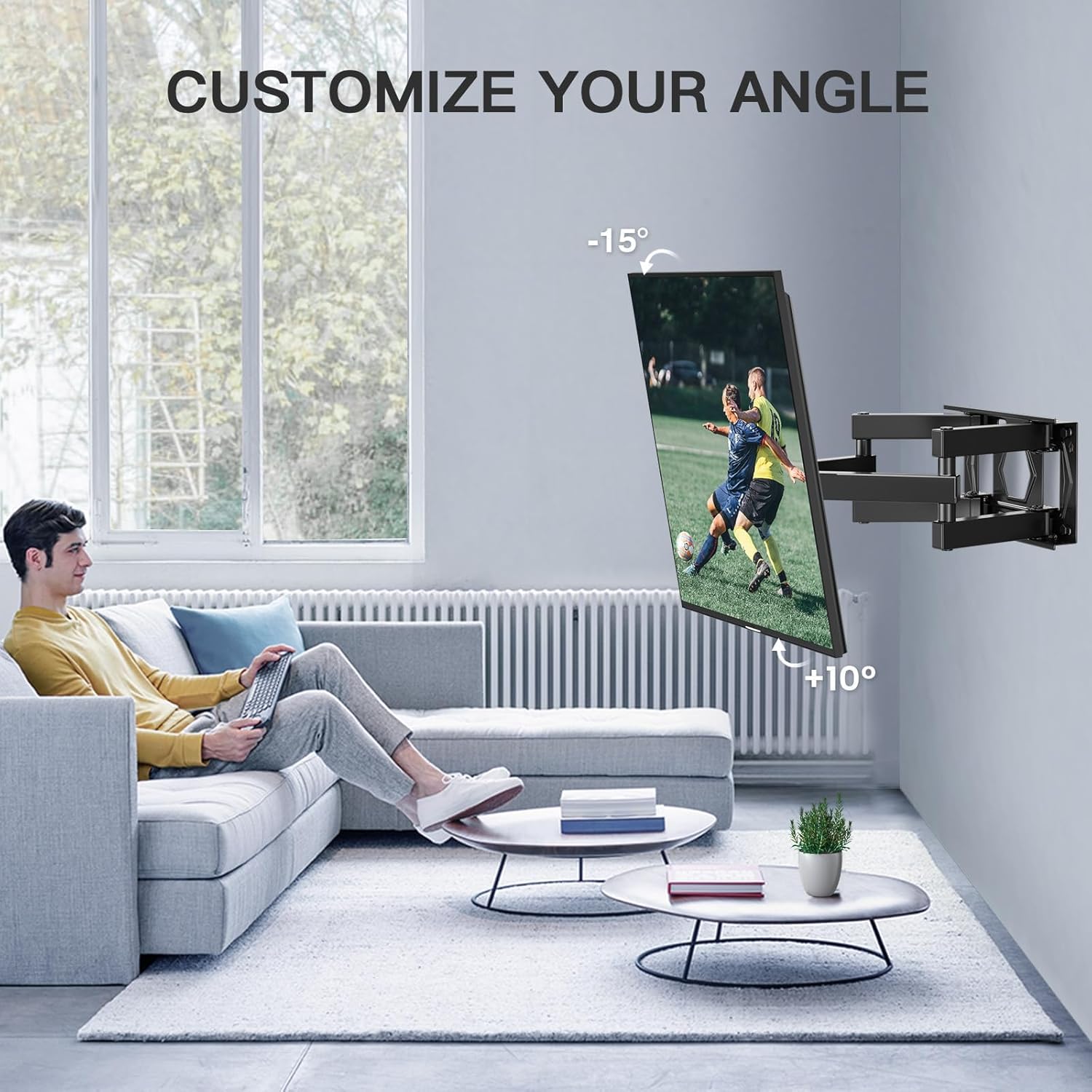 PERLESMITH Soporte TV Pared Articulado Inclinable Y Giratorio – Soporte TV para 26-70 Pulgadas Pantallas – MAX VESA 400x400mm, para Soportar 45kg - 5