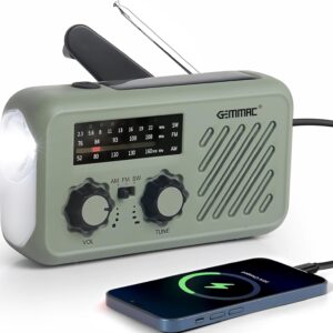 Radio de Emergencia Portátil, FM/Am Emergency Radio con Solar Recargable Radios de Dinamo con Manivela con Linterna LED y Luz de Lectura 2000mAh Powerbank SOS Alarma USB de Camping al Aire Libre
