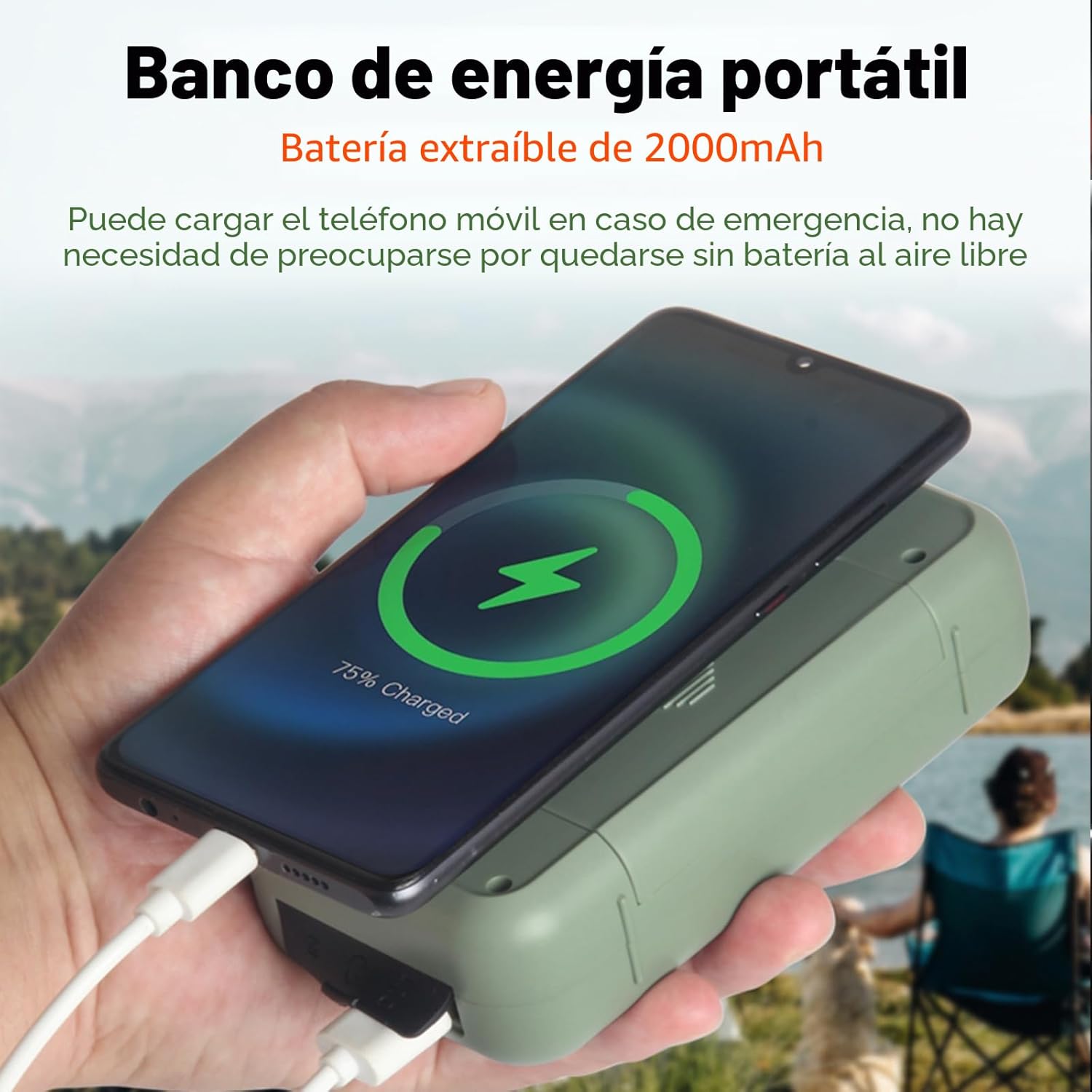 Radio de Emergencia Portátil, FM/Am Emergency Radio con Solar Recargable Radios de Dinamo con Manivela con Linterna LED y Luz de Lectura 2000mAh Powerbank SOS Alarma USB de Camping al Aire Libre - 4