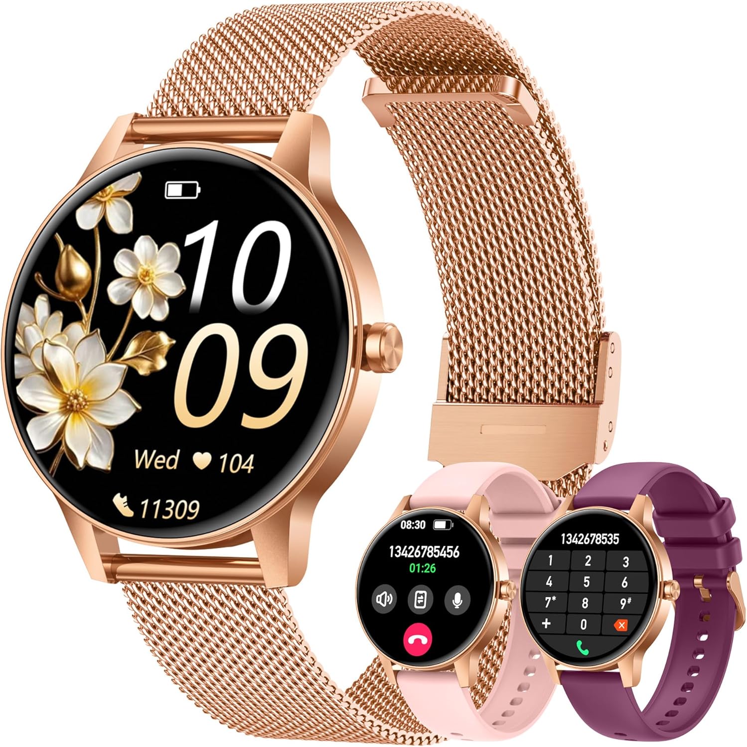 Smartwatch Reloj Inteligente Mujer con Llamadas：1.27" TFT Smart Watch Bluetooth IP68 Impermeable con Frecuencia Cardíaca SpO2 Sangre Presión Arterial Monitor Sueño 110+ Modos Deporte para Android iOS - 1