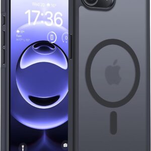 TOCOL Funda para iPhone 16e Funda Magnética para iPhone 16e 6,1 Pulgadas [Protección Lente Cámara] [Protección Militar] Translúcida Mate Trasera, Titanio Negro