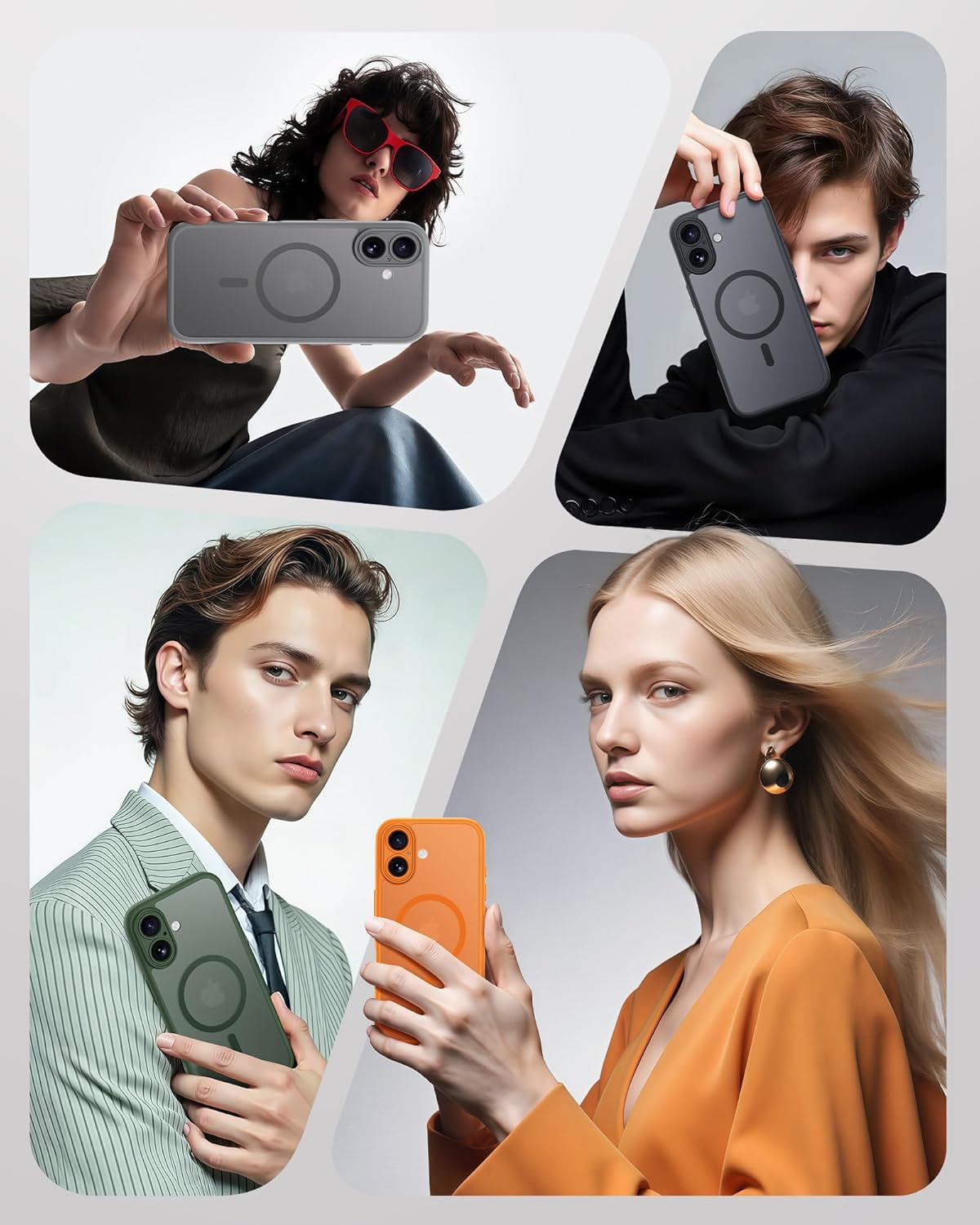 TOCOL Funda para iPhone 17, Protección Lente Cámara, Anillo Magnético Integrado, Compatible con Magsafe, Protección contra Caídas, Translúcida Mate Trasera, Titanio Negro - 6