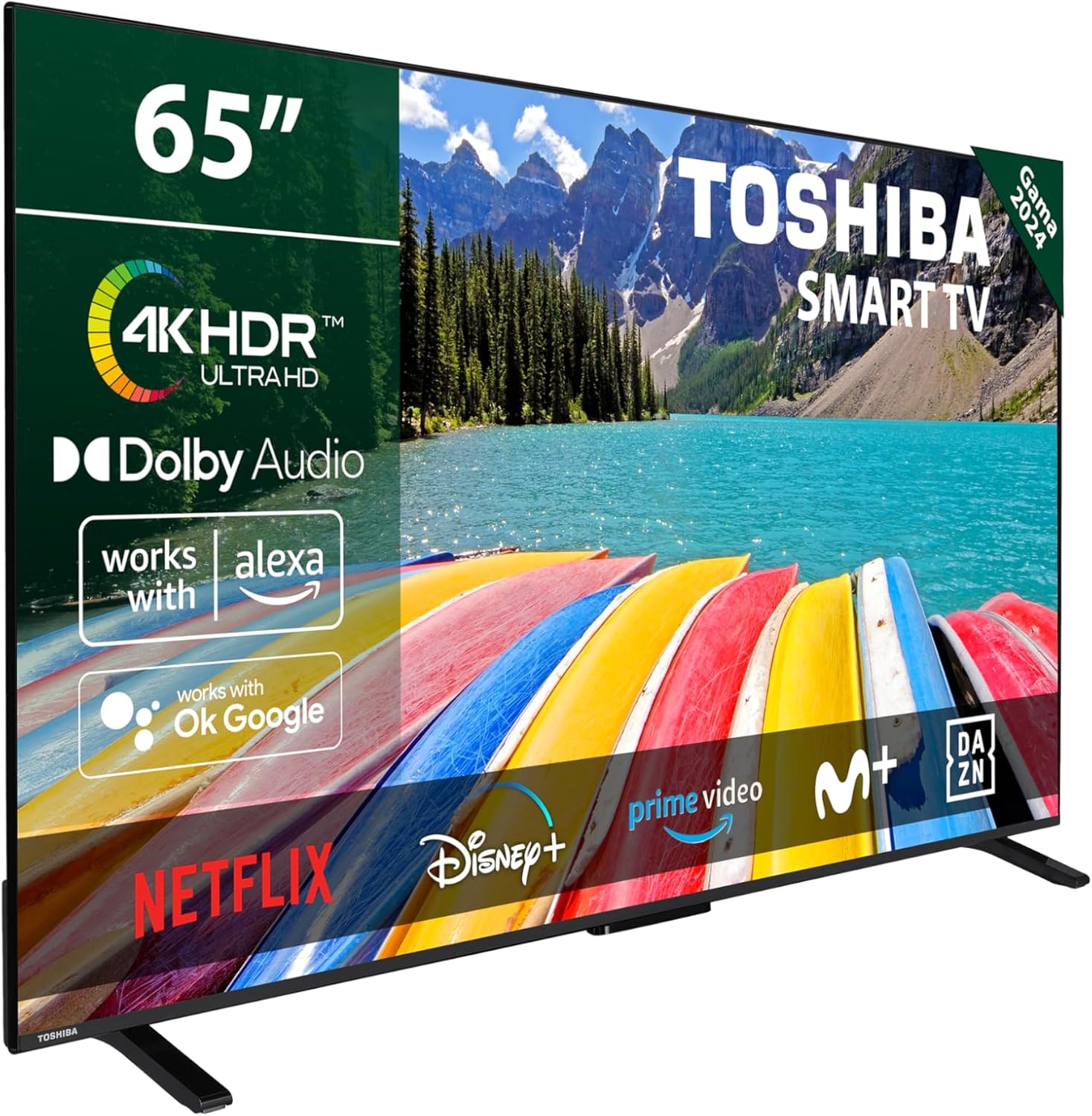 TOSHIBA 65UV2363DG Smart TV 4K UHD de 65", sin Marcos, con HDR10, Dolby Audio, Compatible con Asistente de Voz Alexa y Google, Bluetooth - 1