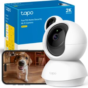 Tapo C210 - Cámara IP WiFi 360° Cámara de Vigilancia 2K (3MP),Visión Nocturna Admite Tarjeta SD hasta 512 GB, Detección y Seguimiento de Movimiento, Control Remoto, Compatible con Alexa