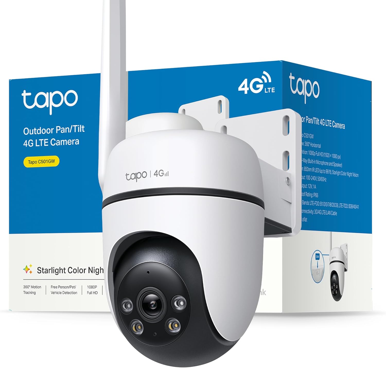 Tapo C501GW Cámara de Vigilancia Wi-Fi, Resolución 2K HD, Conexión Ethernet y Wi-Fi, Visión Nocturna en Color, Audio Bidireccional, Detección de Movimiento, Resistente al Agua IP65 - 1