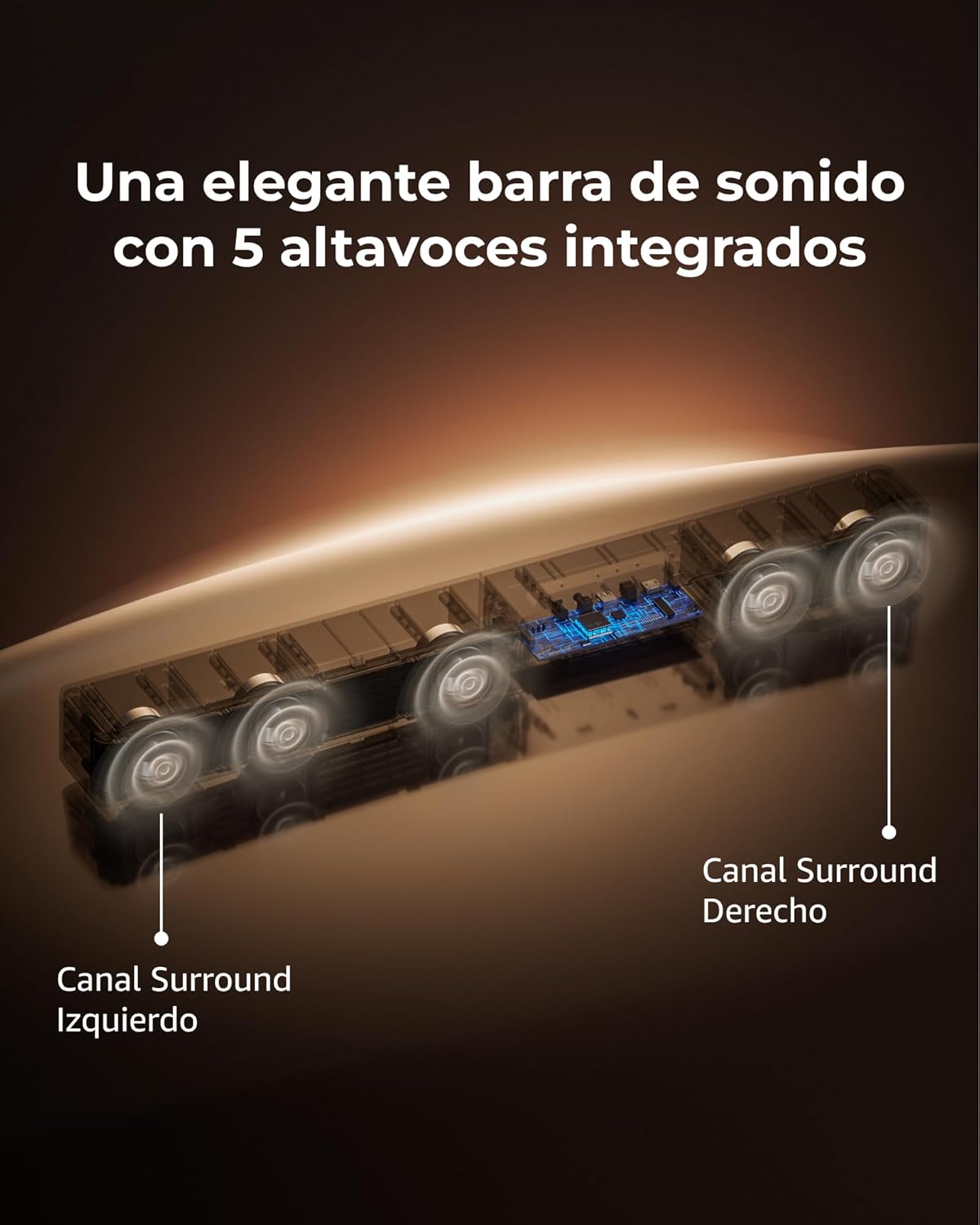 ULTIMEA 5.1ch Barra de Sonido TV con Dolby Atmos, Sistema de Sonido Envolvente para Home Cinema, Barra de Sonido con Subwoofer para TV, 340W, Bajos Ajustables, App, Bluetooth 5.4, Poseidon M60 Boom - 3