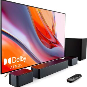 ULTIMEA Barra de Sonido 5.1 con Dolby Atmos, Subwoofer y 2 Altavoces Traseros, Sistema de Sonido Envolvente 3D para TV, Bluetooth 5.3 y Graves Ajustables, 410W, Poseidon D60