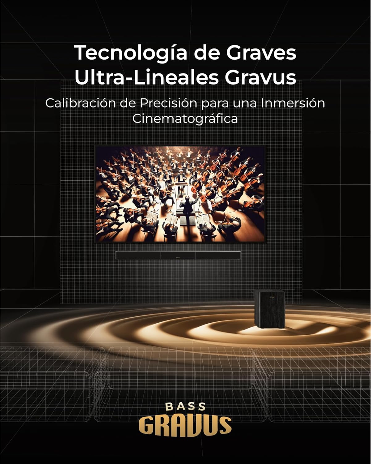 ULTIMEA Skywave X40 5.1.2ch Sistema de Sonido Envolvente Inalámbrico, Barra de Sonido con Dolby Atmos, 530W, Subwoofer Inalámbrico, Amplificador GAN, 4K HDR Passthrough, HDMI eARC, Bluetooth 5.4 - 3