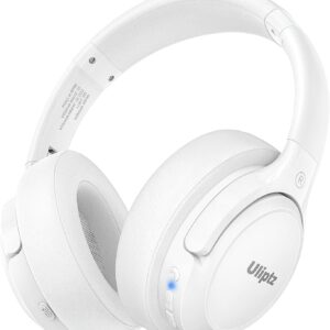 Uliptz - Auriculares Bluetooth 5.3 con Micro, 65 h de autonomía, 6 Modos de Sonido EQ, estéreo, Alta fidelidad, inalámbricos, circumaurales, Plegables, Ligeros, Viajes, Oficina, móvil, PC, Blancos