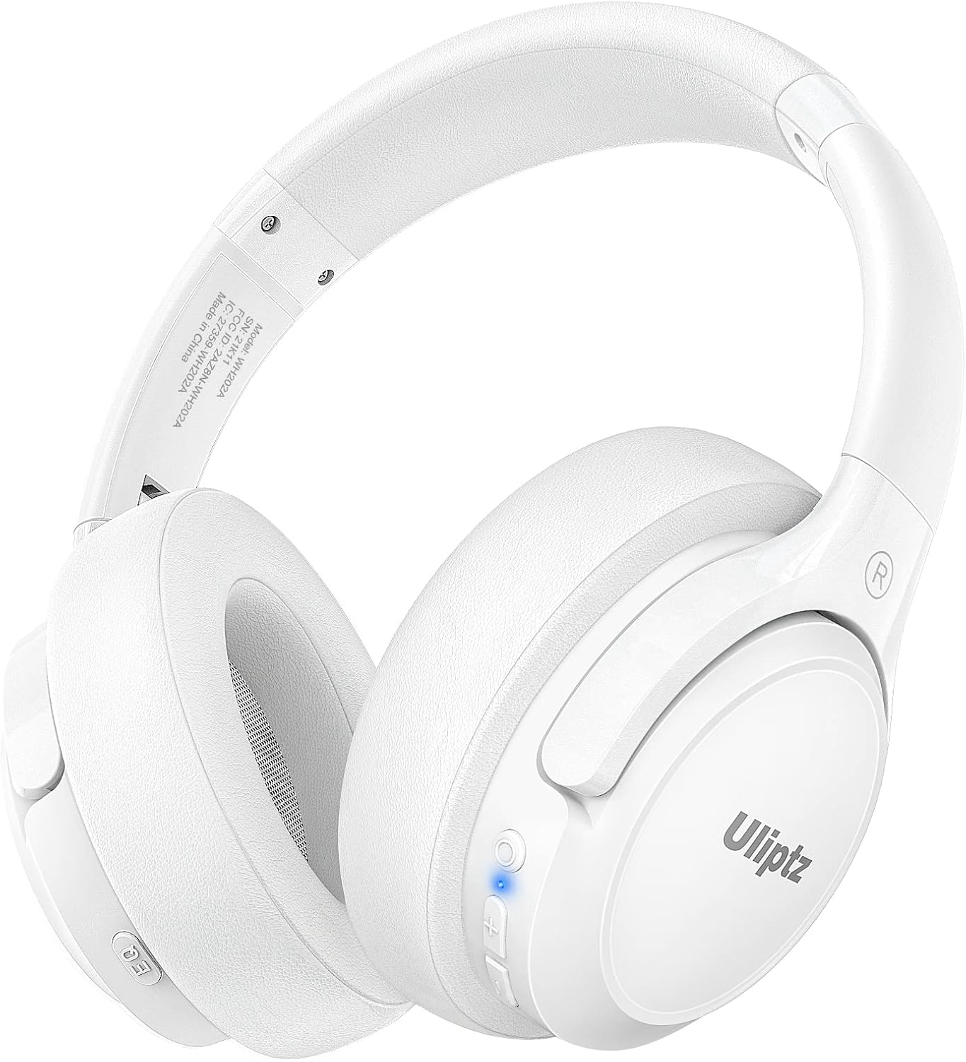 Uliptz - Auriculares Bluetooth 5.3 con Micro, 65 h de autonomía, 6 Modos de Sonido EQ, estéreo, Alta fidelidad, inalámbricos, circumaurales, Plegables, Ligeros, Viajes, Oficina, móvil, PC, Blancos - 1