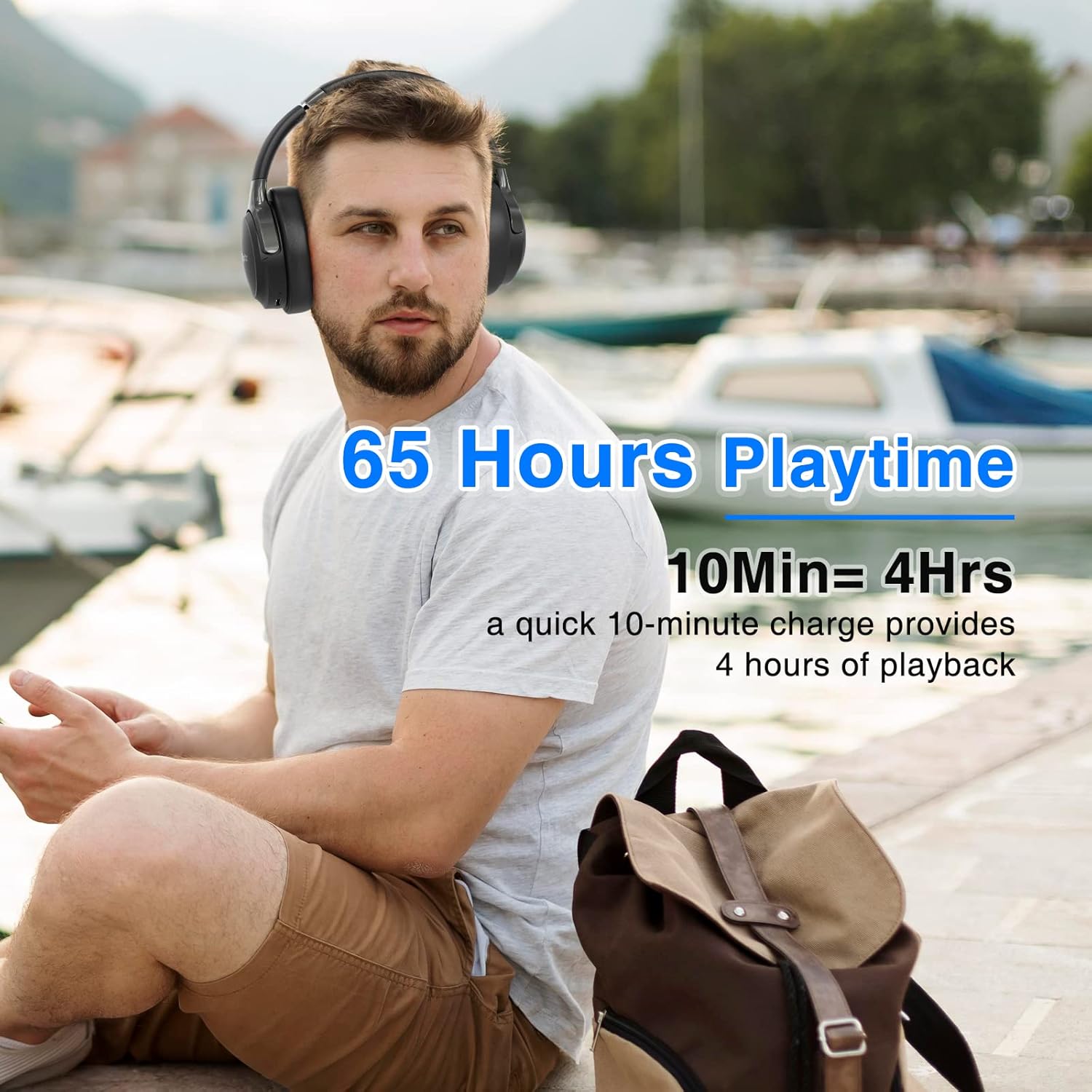 Uliptz Auriculares Inalámbricos Bluetooth, 65 Horas de Reproducción, 6 Modos de Sonido EQ, Auriculares Inalámbricos Diadema Estéreo HiFi con Micrófono, Audifonos Bluetooth 5.3 para PC/Teléfono - 3