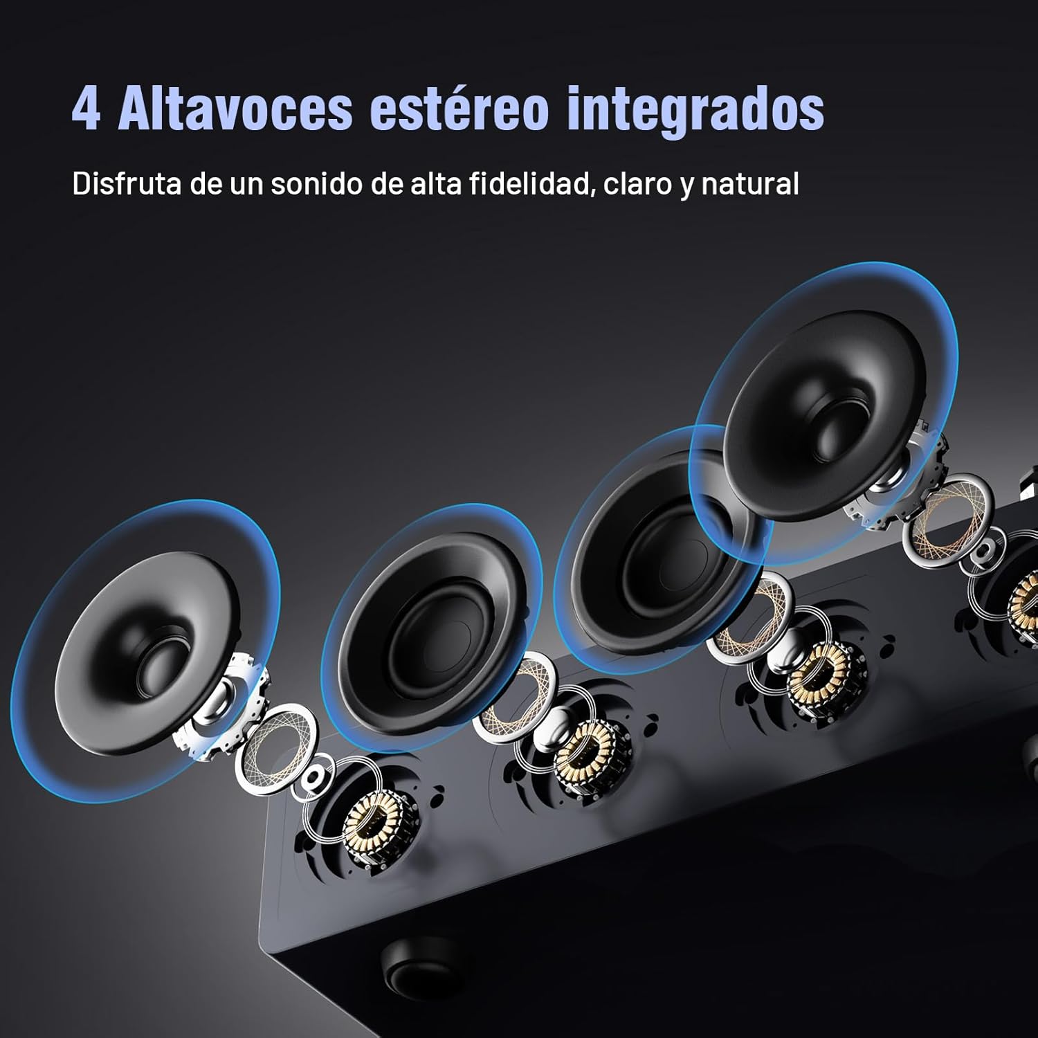 1 BY ONE Tocadiscos de Vinilo Todo en Uno con Altavoces Integrados, Preamplificador de Fono, Cápsula Magnética AT-3600L, Salida RCA, Transmisión por Correa 2 Velocidades, Acabado en Laca de Piano Gris - 3